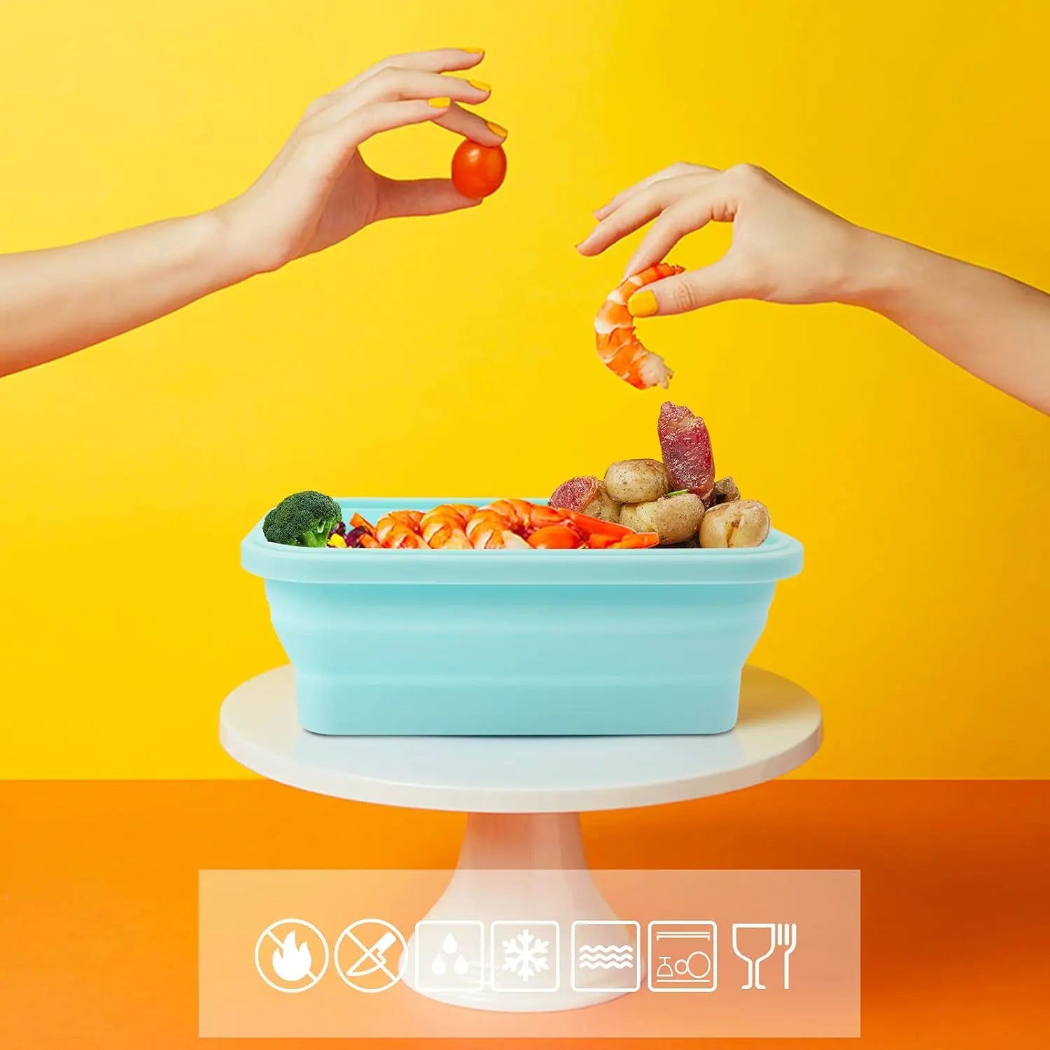 Collapsible Silicone Food Silicone Storage Containers with Lids – Stackable, BPA-Free, Microwave, Freezer Safe